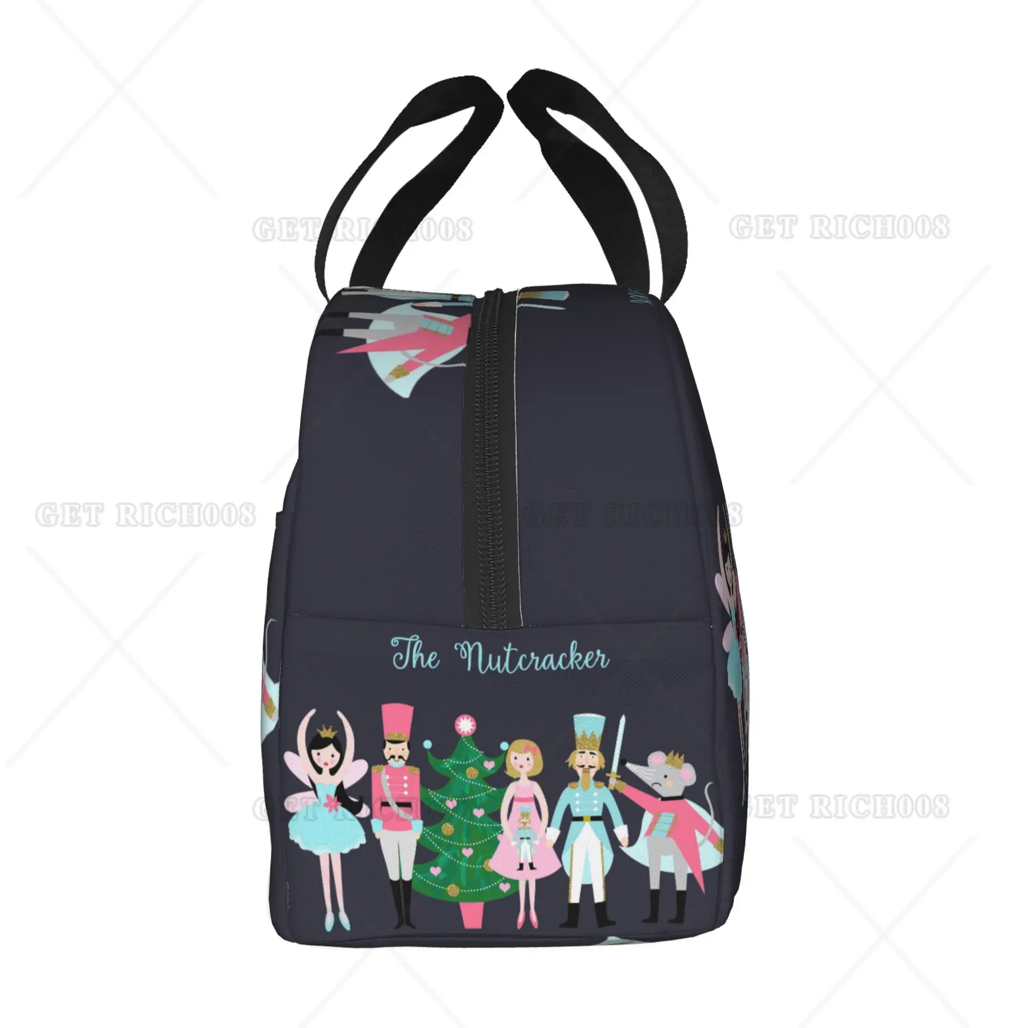 Quebra-nozes Cartoon Christmas Lunch Bag, Saco de trabalho de piquenique ao ar livre, Bento escolar, Lancheira Isolada, Homens e mulheres, Presente Kids