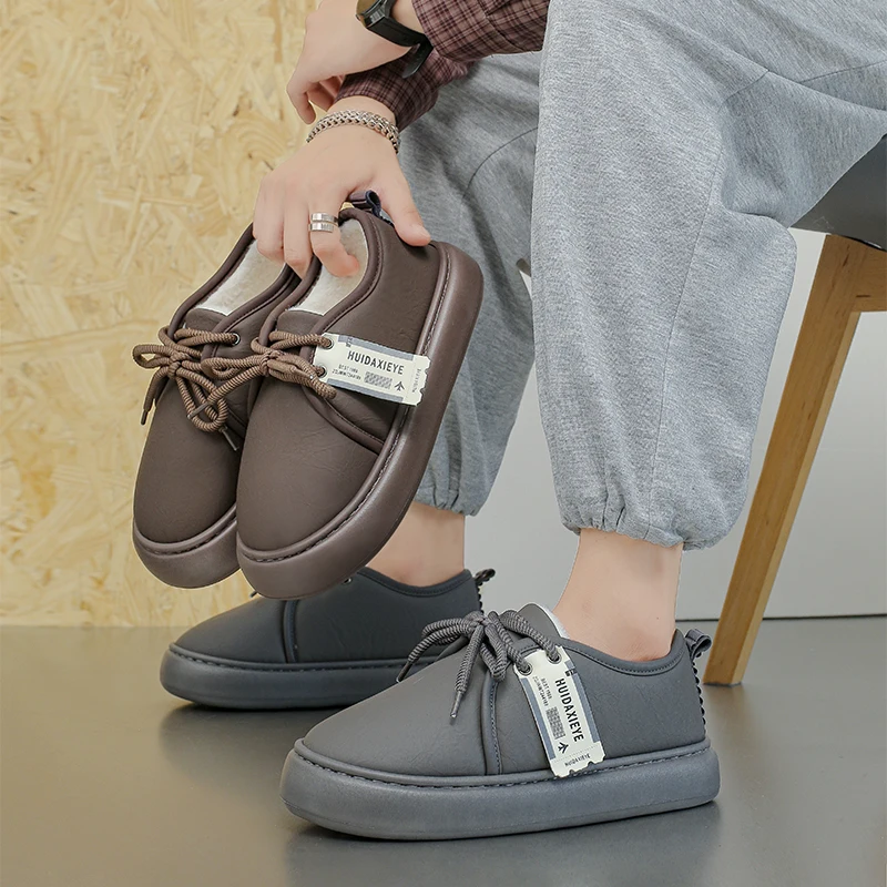 

Functional Water-Resistant Slip on Snow Boots Thick Fleece Trap Heat, Anti-Slip Wearproof Light Chafe-Free Winter Footwear