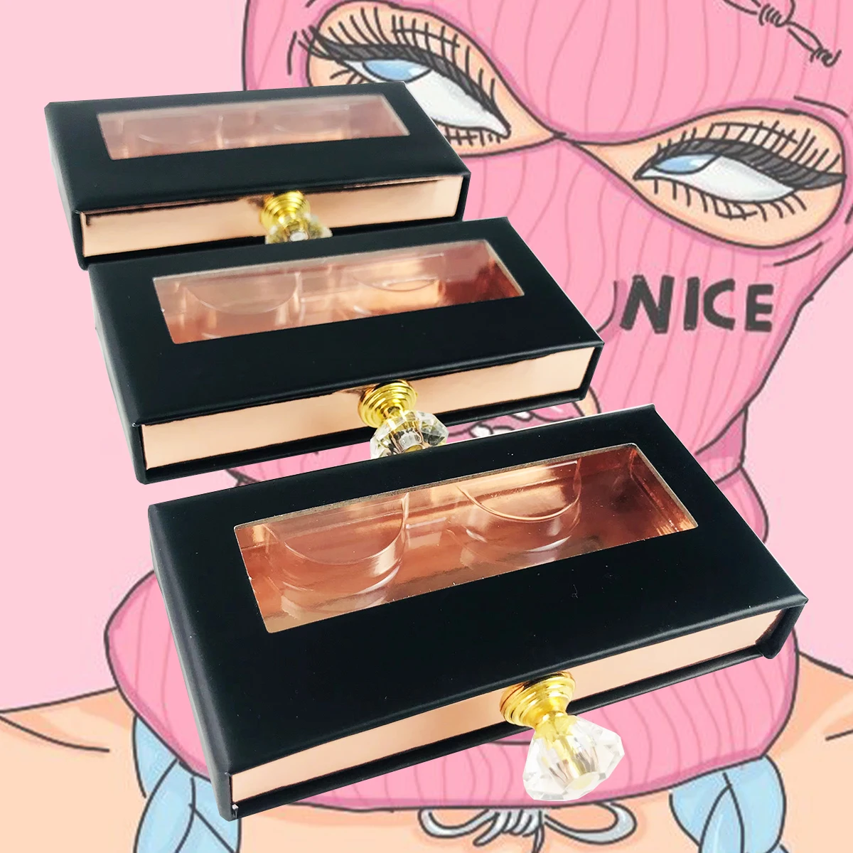 Custom Lashes Box With Logo Eyelashes Box Package With Tray Wholesale Lashes Box Case Makeup Case