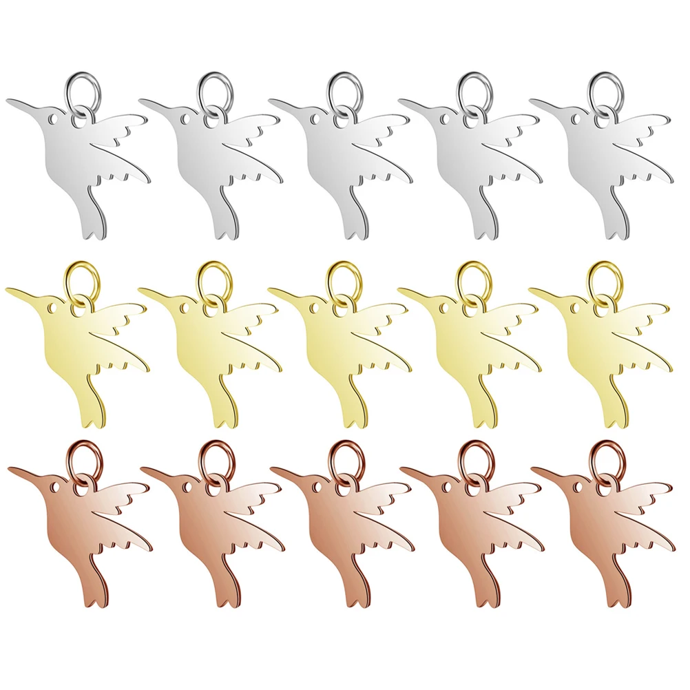 

15pcs Hummingbird Pendant Titanium Steel Gold Plated Earrings Charms Jewelry Making Supplies Necklace Bracelet Craft Keychain