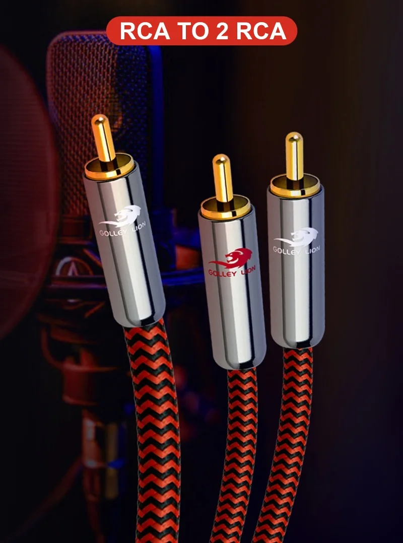 Hifi 1 RCA to 2 RCA Male Audio Cable for Subwoofer Amplifier DVD TV Home Theater Stereo System Speaker Y-Splitter Shielded Cords
