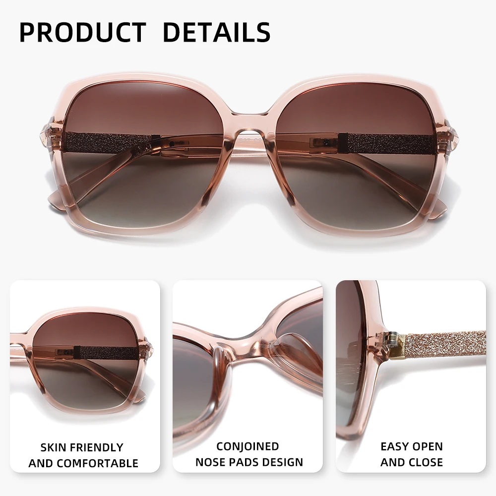 Trendy Women Sunglass Polarized Anti-UV400 Butterfly Large Frame Glasses for Lady Vacation Beach Accessories