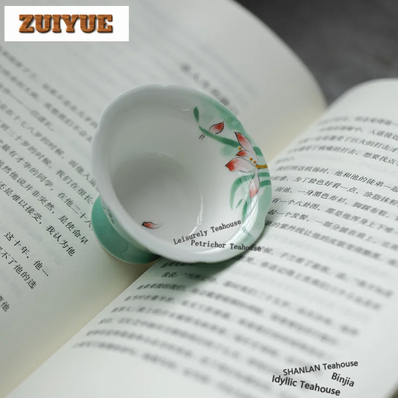 

2pc/lot Hand-painted Orchid Teacup Aesthetic Tea Bowl Single Cups Tea-tasting Personal Cup Jianzhan Master Cups Teaset 60ml