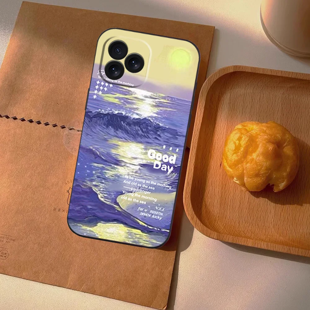 New High-Value Sea Level Seagull Water Phone Case for iPhone 12 11 13 14 15 16 Max Pro Plus Black Soft Silicone Cover