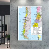 Póster grande de 150x225 cm para decoración del hogar, lienzo no tejido, para sala de estar, suministros escolares, mapa política de Chile (en francés)