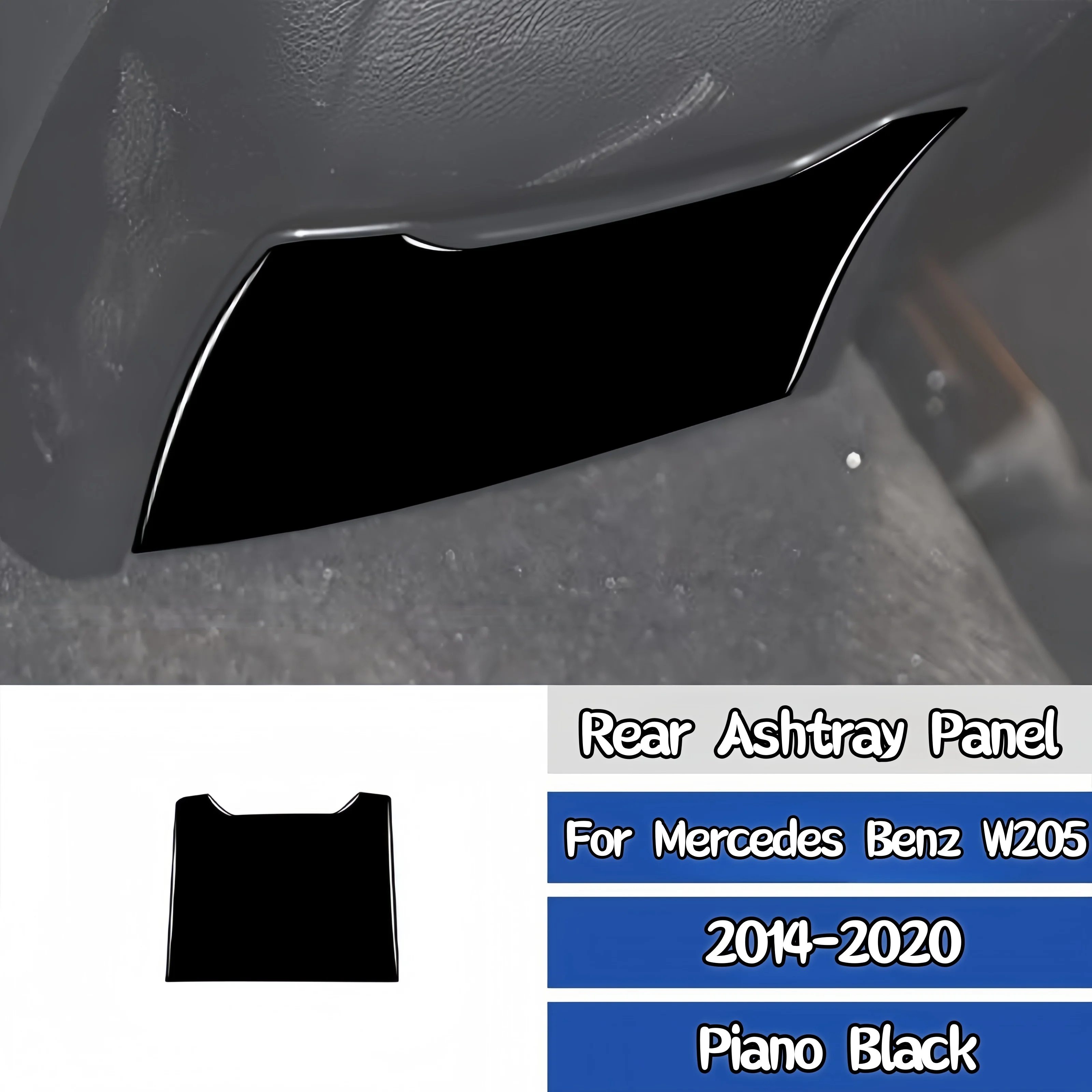 

For Mercedes W205 Benz C Class GLC 2014-2020 Piano Black Auto Rear Ashtray Panel Decorative Cover Trim Sticker Car Accessories