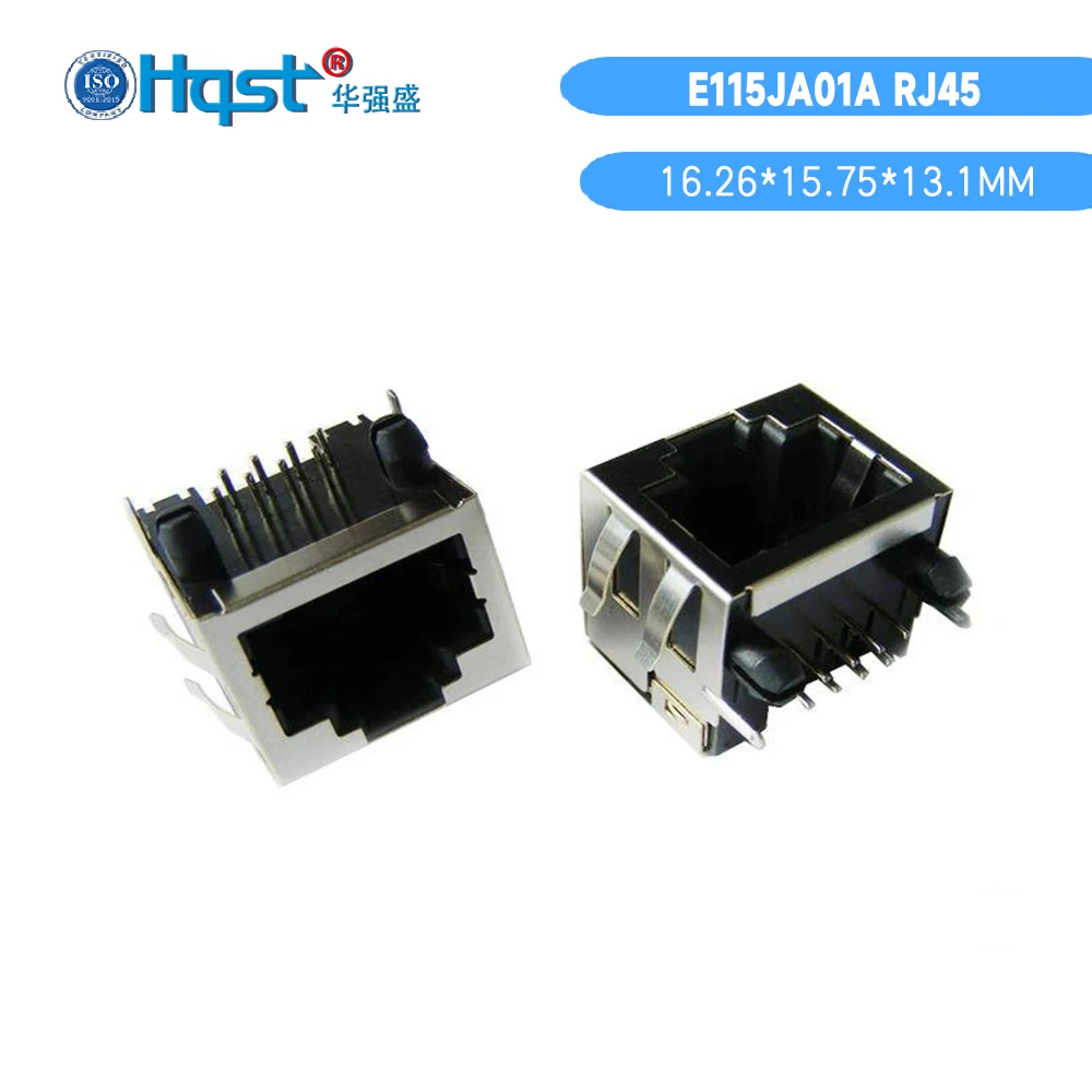 E115JA01A Rj45 1 * 1 Single-Port LAN/NETWORK Connector 8P8C Copper EMC Shield Non-Led Crystal head socket
