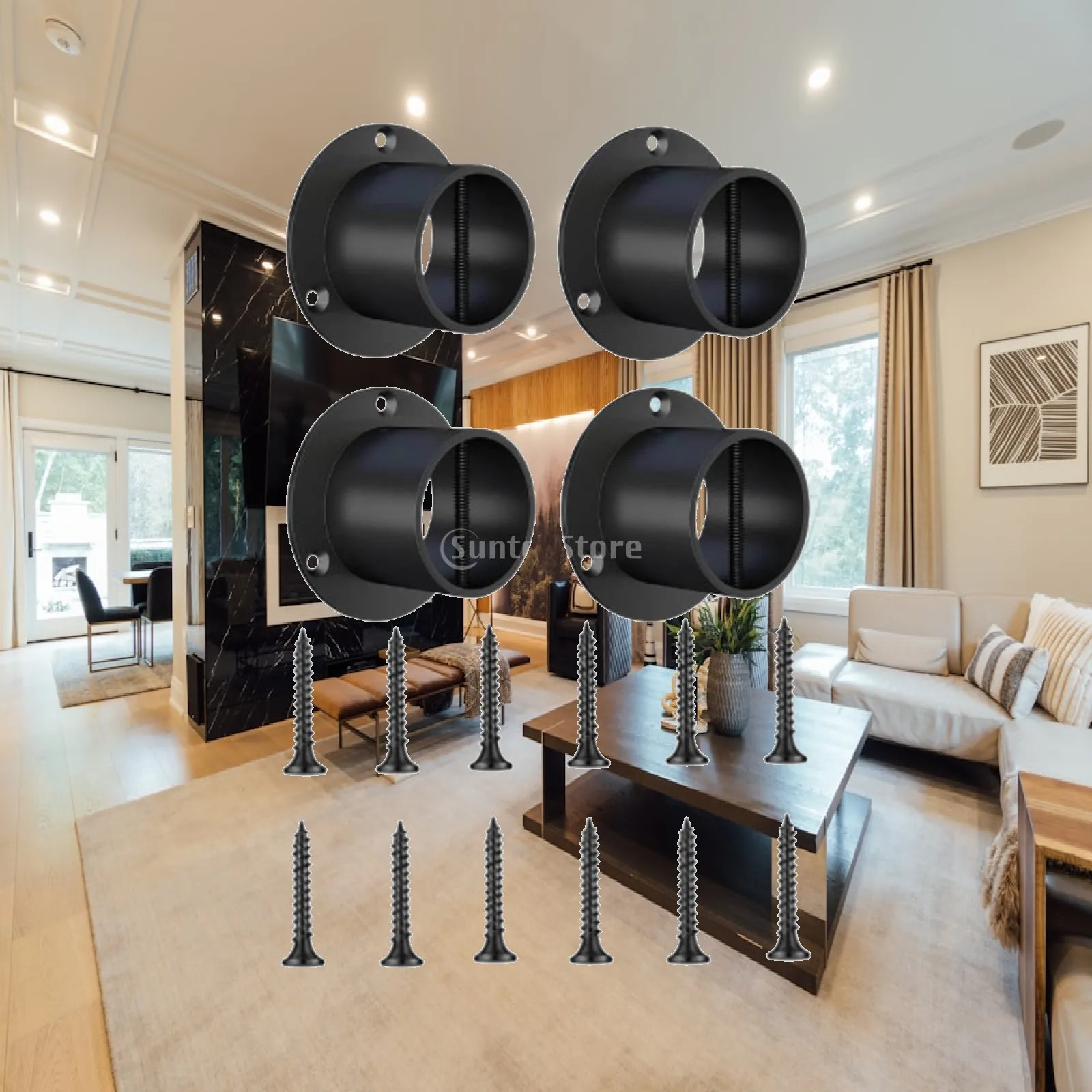 4 Pieces Rope End Bracket with Wall-Mount Base Heavy Duty for Deck Railing