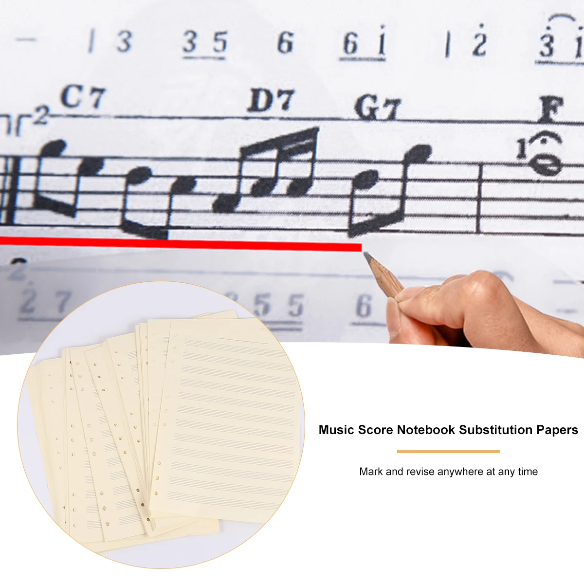 

100 Sheets Music Manuscript Paper 2Mm Spacing 12 Rows No Lint Erasable Composition Paper Blank Sheet Music Loose Leaf Notebook