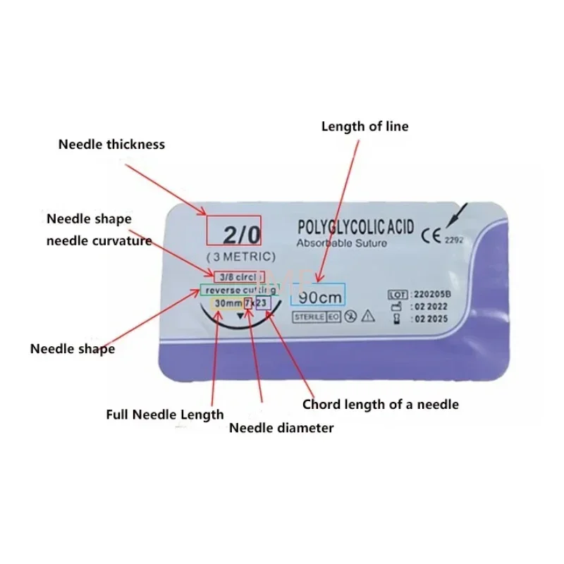 Animal Absorbable Suture with Needle PGA 90 cm Material Dog and Cat Surgical Consumables Pet Surgical Consumables