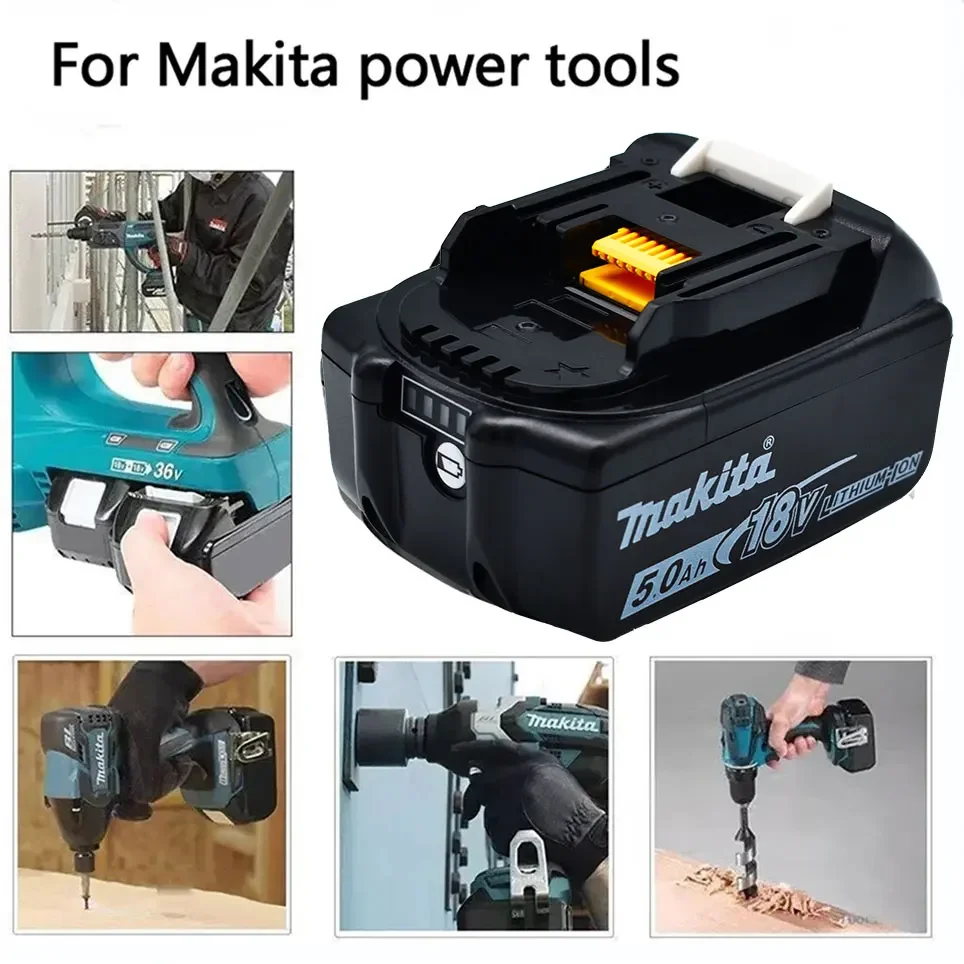 100% Original Makita 18V 5.0Ah Rechargeable Power Tool Battery, 18V Replaceable LED Lithium-ion, LXT BL1860B BL1860BL1850 BL1830