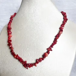 Small Size Red Coral Irregular Freeform Chip Gravel Necklace For Natural Stone Beads Jewelry Choker Collar Accessories 3-5-8mm