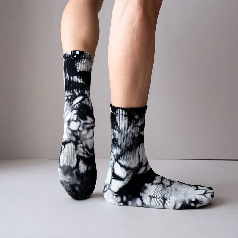 2025 New Products for Autumn and Winter, High Quality Thick Tie-dye Middle Tube Socks, Towel Bottom Cotton Outdoor Sports Socks