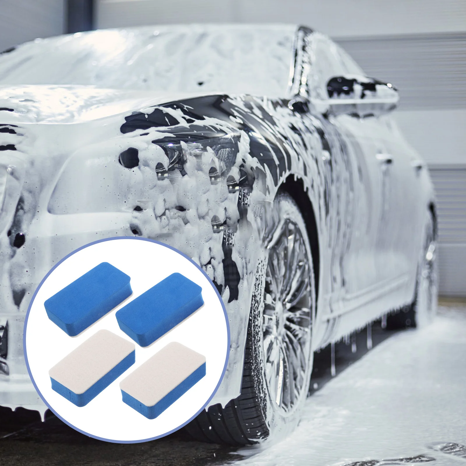 

4Pcs Oil Film Cleaning Sponge Car Wax Applicator Pads Soft Hand Polishing Buffing Pads Car Detailing Sponges for Glossy Finish