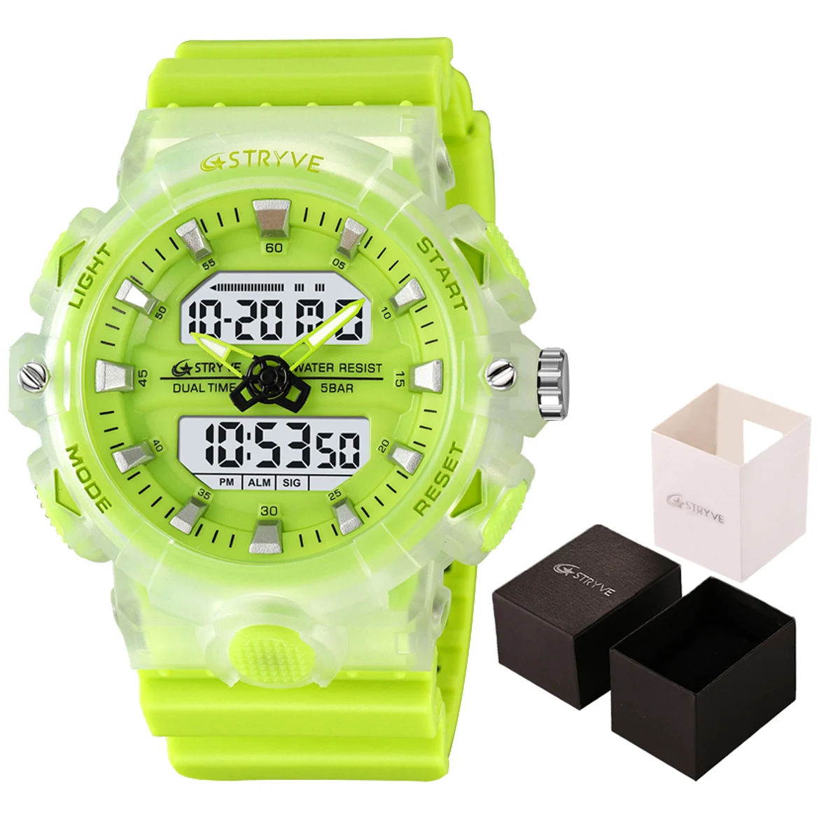 New STRYVE Watch 8028 Digital-Analog Dual Movement Good Quality Men\'s Watches 5ATM Waterproof Watches Fashion Luminous Calendar
