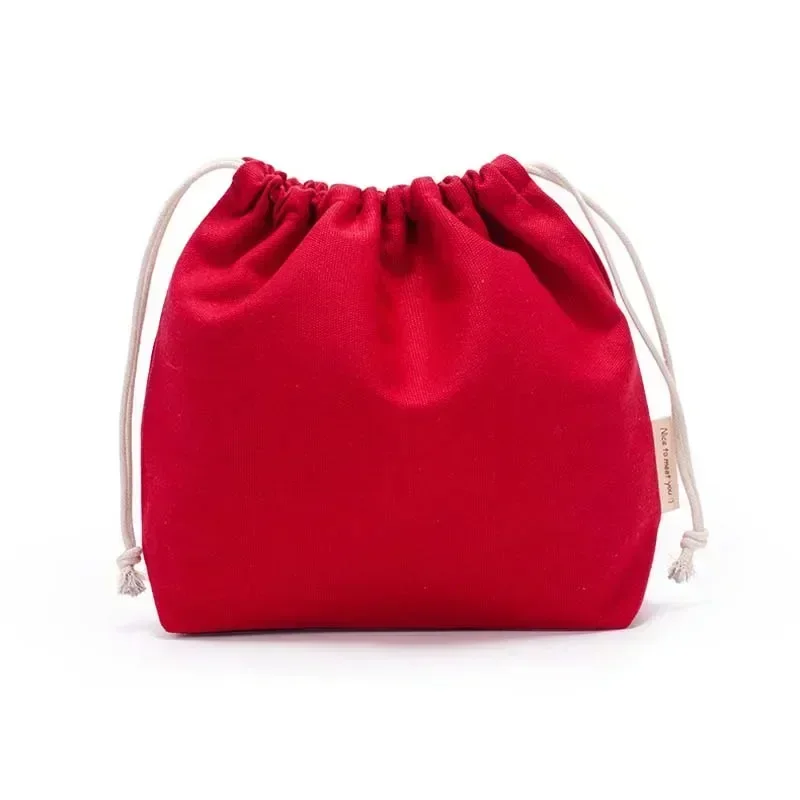 BLX-01 Bolsa con cordón sólido, bolsillos, lona ecológica reutilizable, almacenamiento de viaje para mujer, bolsa de mano de algodón, joyería