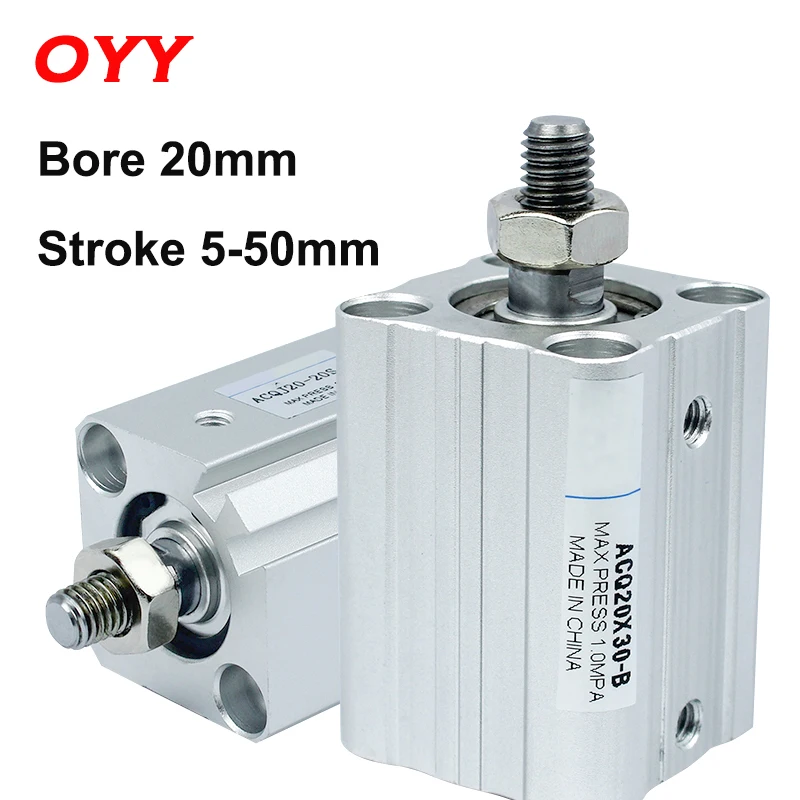 

Pneumatic Cylinder Double Acting WIth Magnetic Bore 20mm Stroke 5-50mm Internal External Thread ACQ20X5/10/15/20 Air Cylinders