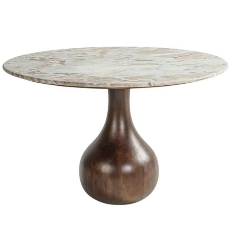 Round Marble Countertops Natural Texture Finishes Dining Table Family Dining Room Kitchen