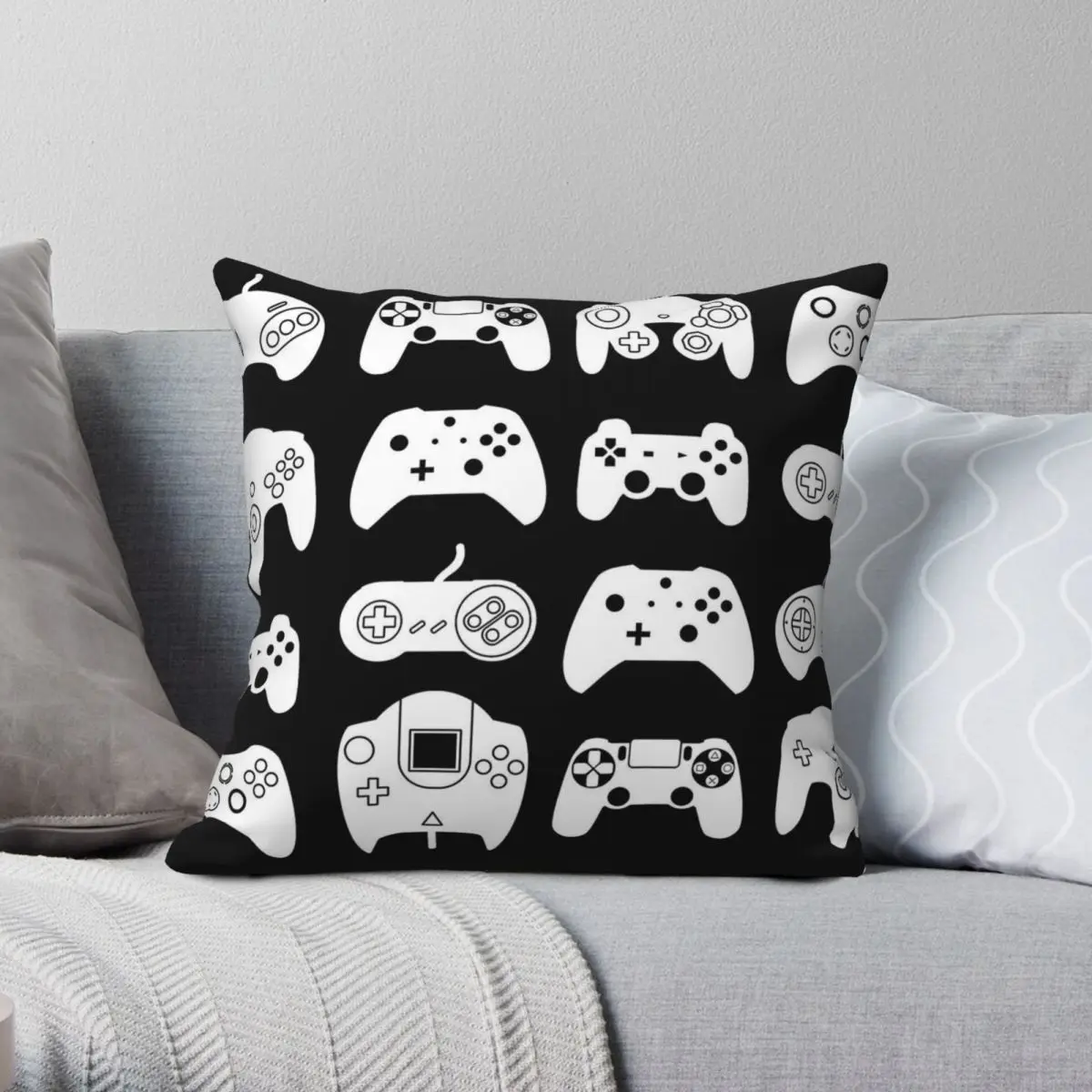 Game Controller Pillowcase Polyester Linen Velvet Printed Zip Decor Bed Cushion Cover Wholesale