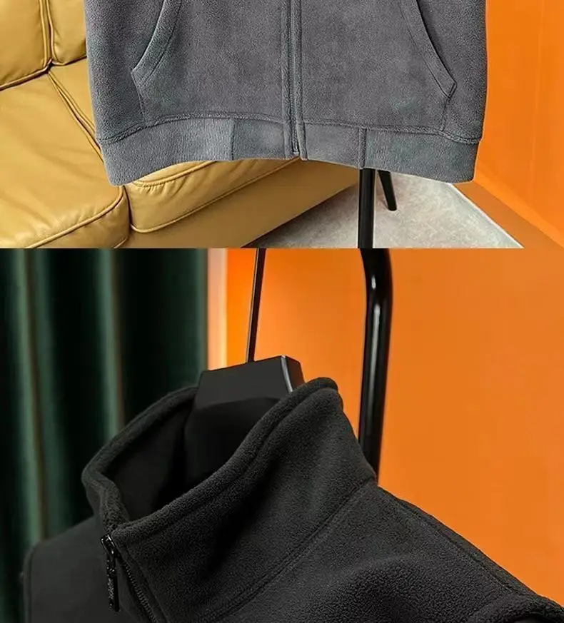 Herbst-Winter Polar Fleece Weste für Herren Winddichte Outdoor Warme Ärmellose Doppelseitige Jacke 2024 Plüsch Stehkragen Freizeitweste – Detail 8