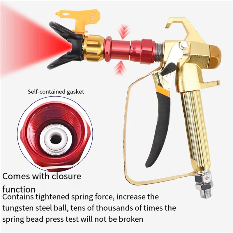 AFOURT-آلة رش بدون هواء ذات ضغط عالي، صمام إيقاف مضاد للتنقيط، صمام خانق مدمج