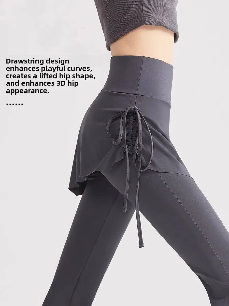 Pantaloni da yoga Bell Bot di fascia alta Pantaloni lunghi casual a vita alta estivi da donna Poliestere Spandex Dimagrante Copertura dell'anca Arca Fin...