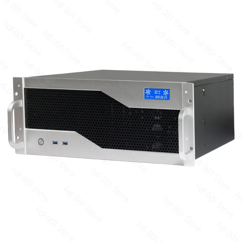 4U Rackmount Chassis Industrial Aluminum with LCD Temperature Display for ATX Server Motherboard 350mm 450mm Depth