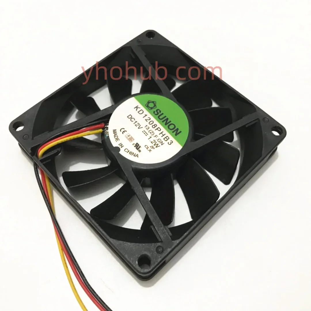 SUNON KD1208PHB3 13.(2).F.GN DC 12V 0.18A 90x90x25mm 3-wire Server Cooling Fan