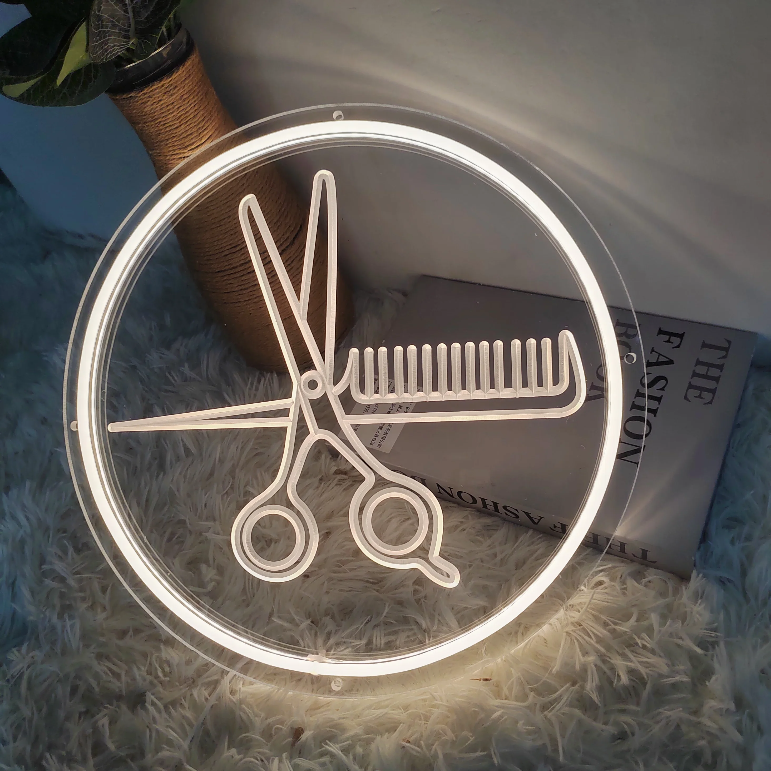 LED Neon Lights Barber Shop Neon Sign Lights Hair Salon Open Neon LED Sign Scissors Hair Room Decor Wall Welcome Sign Light Up