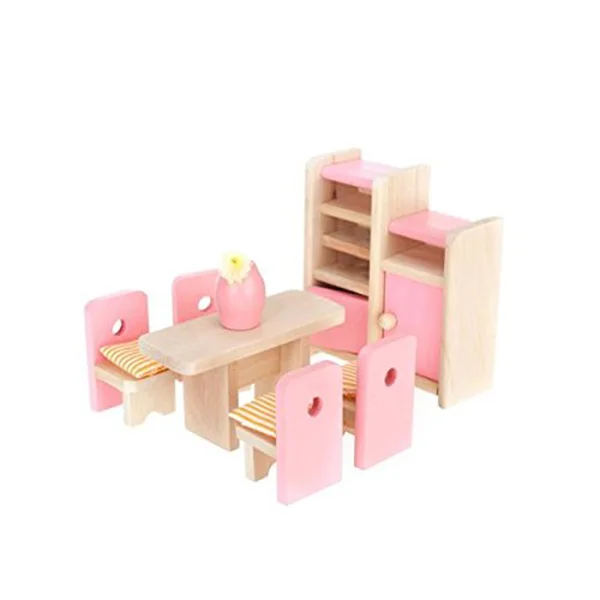 Gewatteerde poppenhuisstoelen Meubilair Speelgoed Miniatuur bouwstenen Houten set Baby