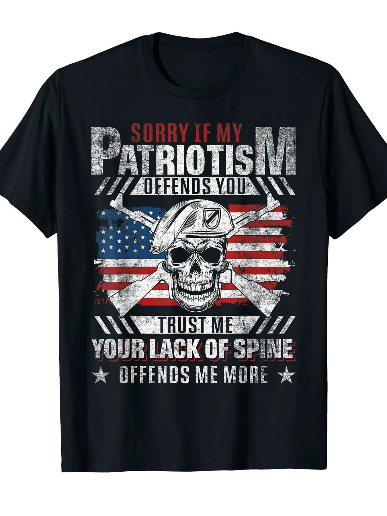 Sorry If My Patriotism Offends YouUS Flag Patriotic Plus Size T Shirt Casual Crew Neck Short Sleeve All Season Wear Slight Stret