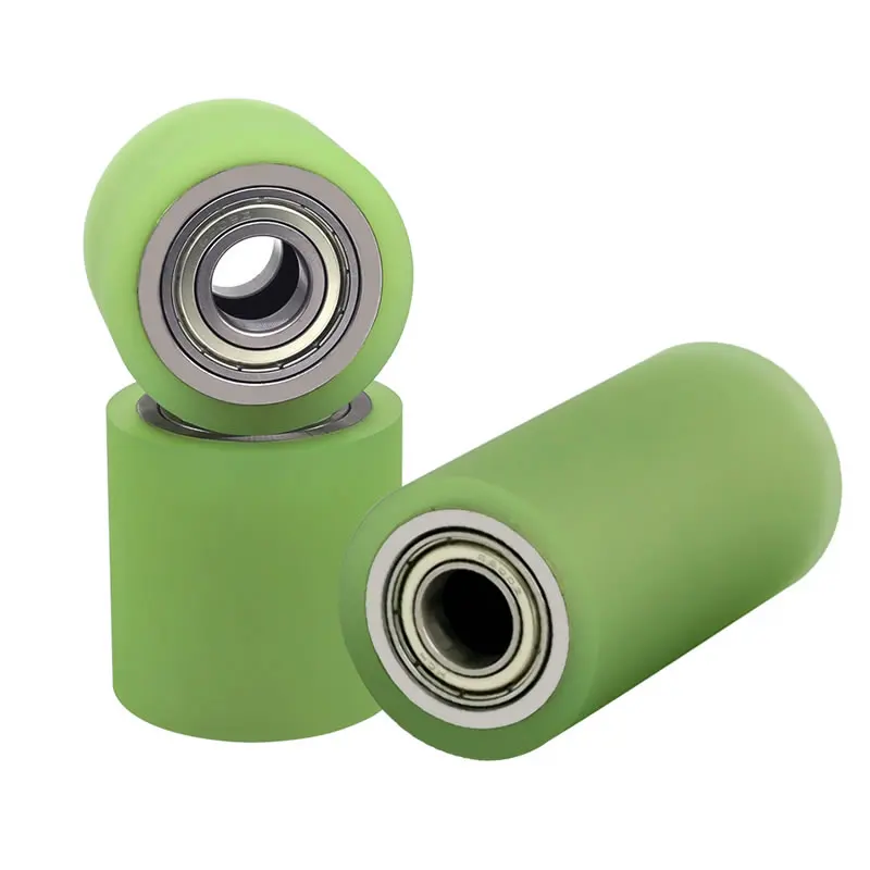 PU polyurethane double bearing roller Silicone rubber coated wheel Diameter 100 120 mm Width 80 140 160 180 200 hole 30mm