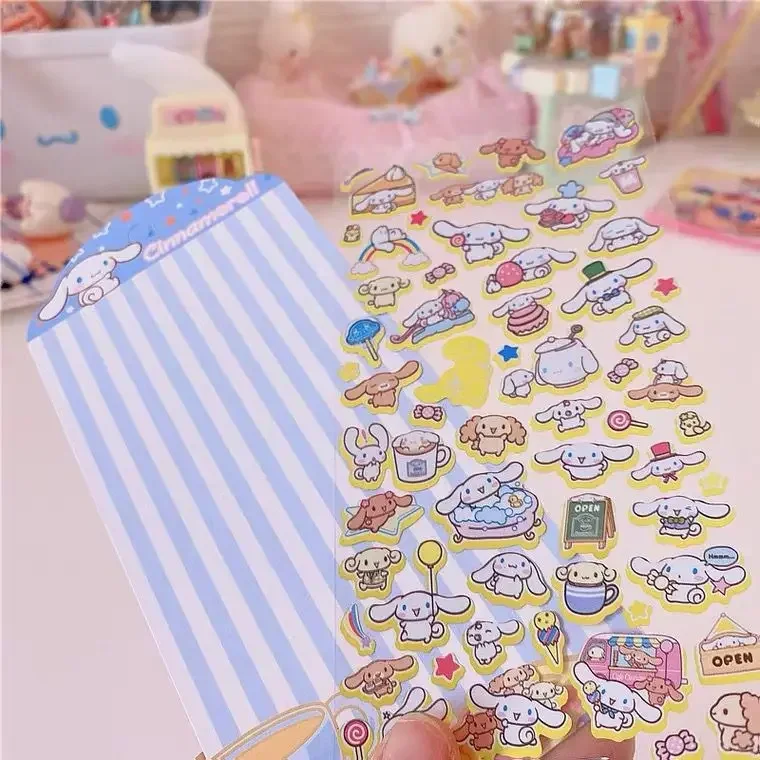 Nieuwe Sanrio Schattige Melodie Hoek Gemini Sticker Cartoon Hello Kitty Goud Stempelen Sticker Decoratieve Groothandel