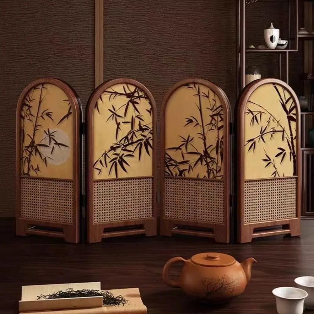 Multicolor Miniature Folding Screen Chinese Retro Tri-fold Quadruple Fold Desktop Scene Layout Model Small Size 1:12 Scale