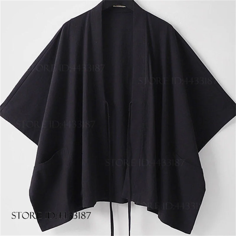Spring New Men's Kimono Cardigan Traditional Japanese Yukata  Haori Samurai Cosplay Costume Vintage Cotton Linen Male Shirt Coat