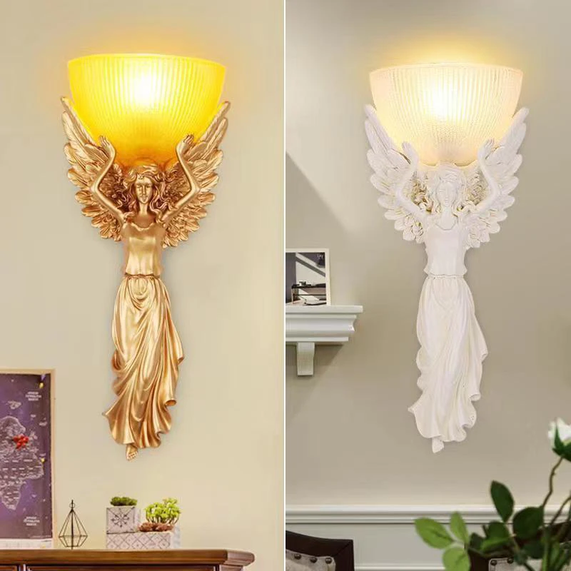 TEMOU Modern LED Angel Wall Lamp Interior Creative Gold Resin Sconce Light for Home Living Room Hotel Corridor Decor