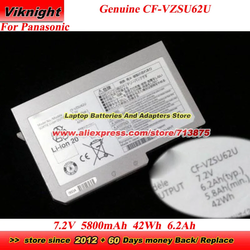 

Genuine CF-VZSU62U Battery 7.2V 5800mAh 42Wh 6.2Ah for Panasonic Toughbook CF-N10 CF-S10 N10 S10 Laptop CF-VZSU64AJS CF-VZSU64U