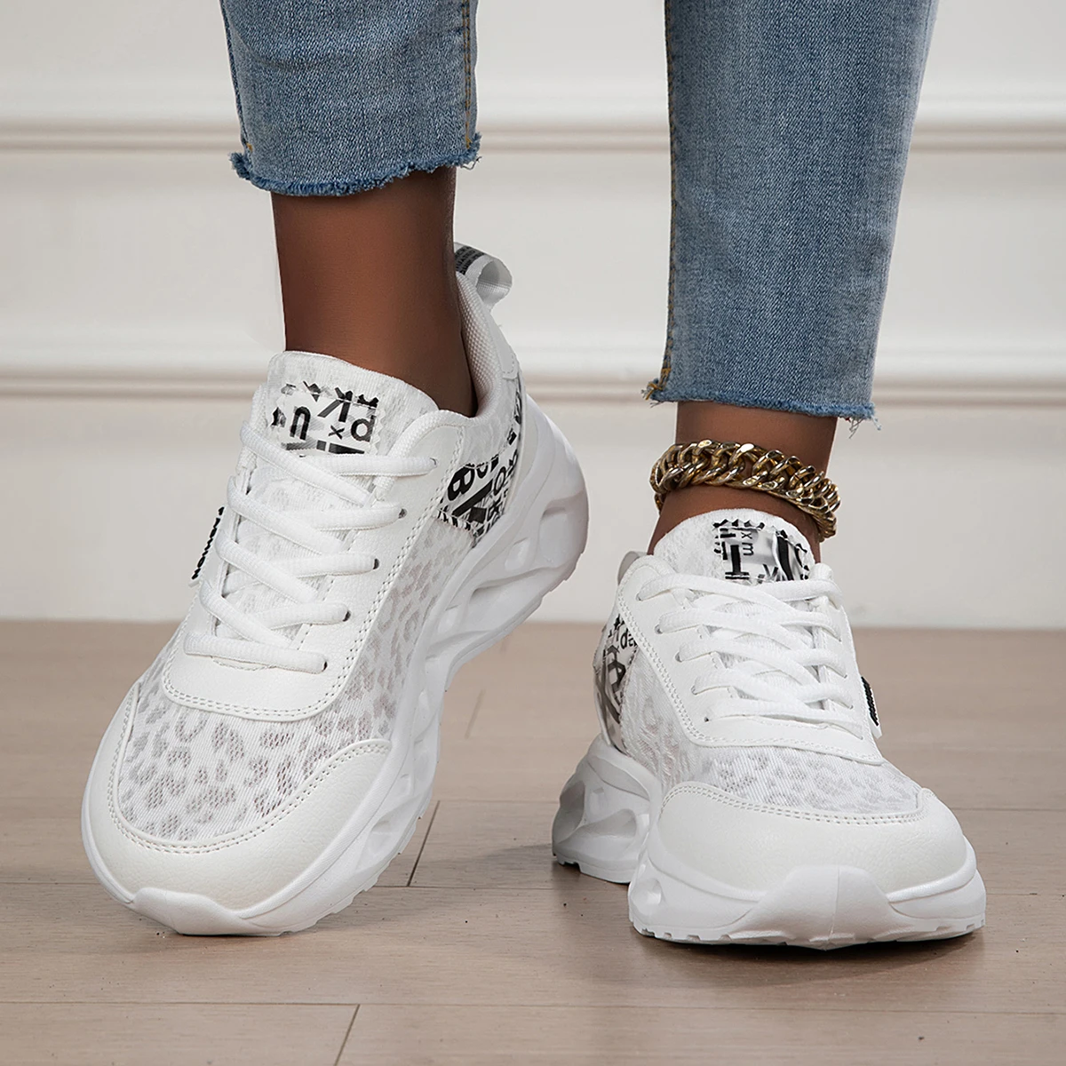 Women Sport Shoes Wide Head Casual Sports Plus Size 43 Fat Feet Fashion Platform Sneakers Ladies Spring Winter Flats Running Sho