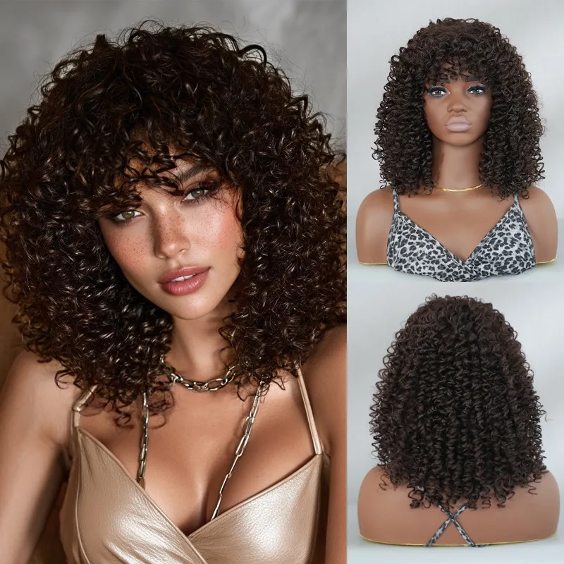 

Black Spicy Girl Sexy Curly Hair Wig, Deep Wavy Long Curly Hair, Cosplay Party Natural Wig, Suitable for Women To Use