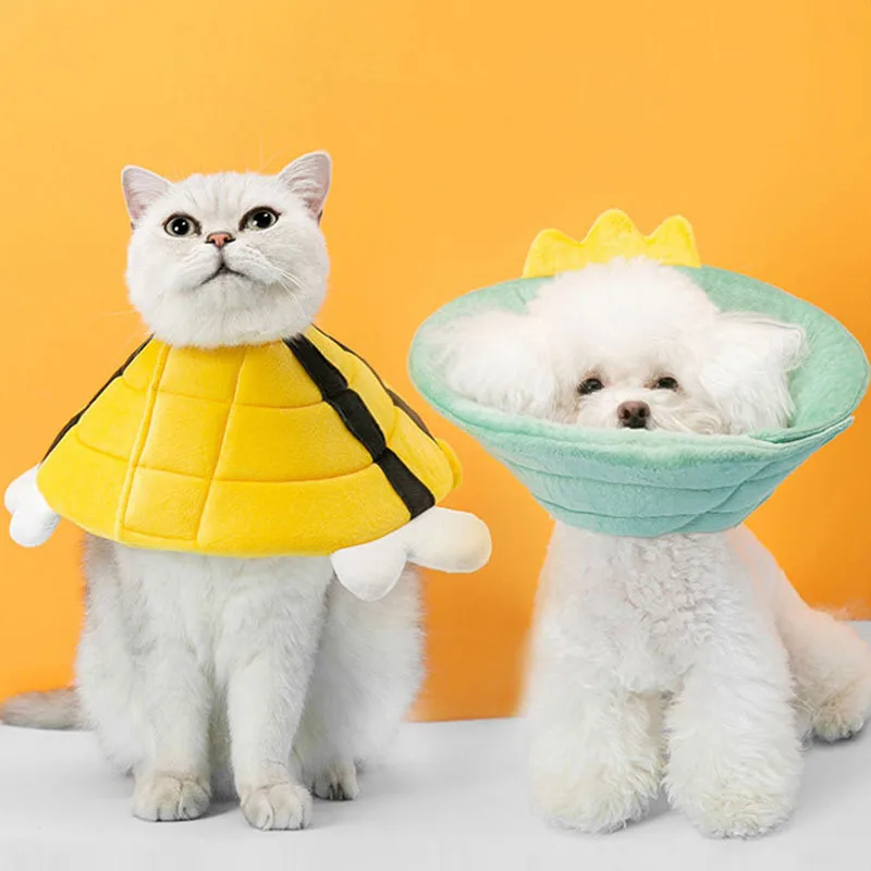 1pcs Soft Bee Shape Cat Recovery Collar Cotton Adjustable Cat Elizabethan Collar Anti-biting Anti-licking Dog Elizabeth Circle