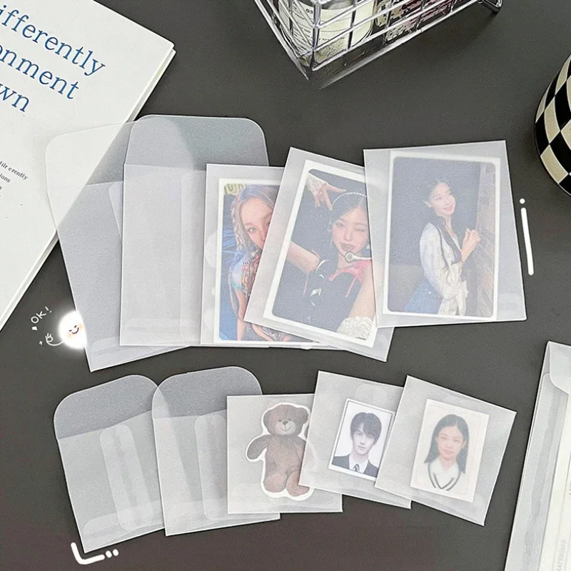 10pcs/set Frosted Translucent Photo Holder Bag Paper Envelope Kpop Star 3-Inch Photo Card Organizer Packing Bag