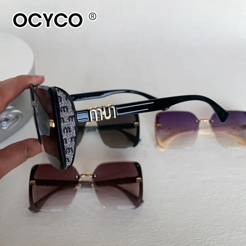 OCYCO New Fashion Cool Square Sunglasses Women Luxury Brand Anti Strong Light Vintage Rimless Sun Glasses