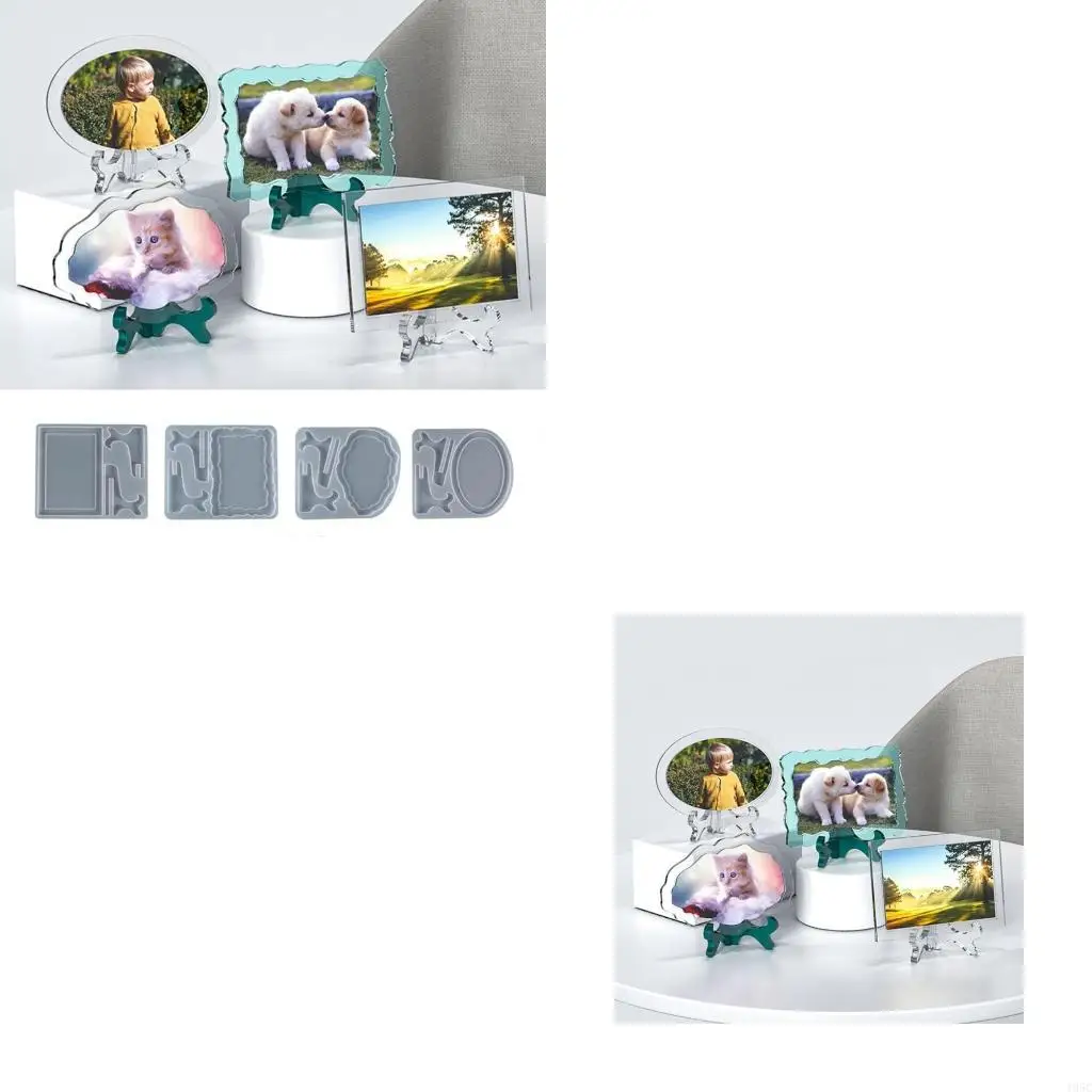 195C Photo Frame Epoxy Resin Mold with Display Stand Mold Rectangle Oval Irregular