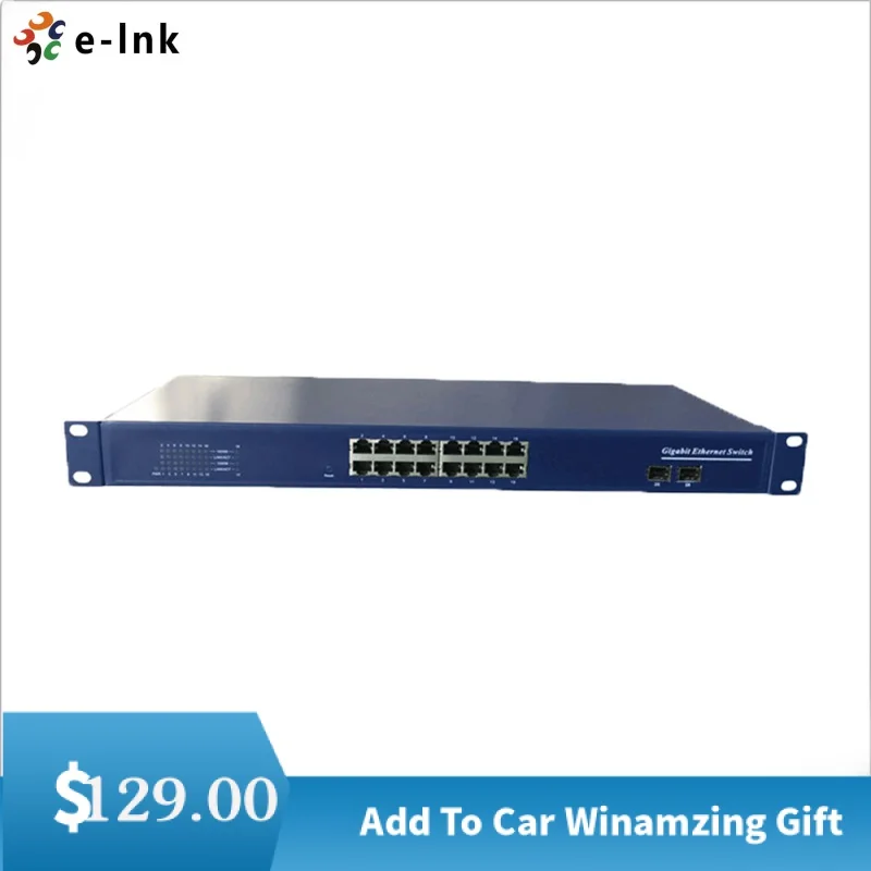 Unmanaged 16 Port Gigabit Ethernet Switch with 2 SFP Slots 16 10/100/1000M RJ45 Ports Switch Rack Mount