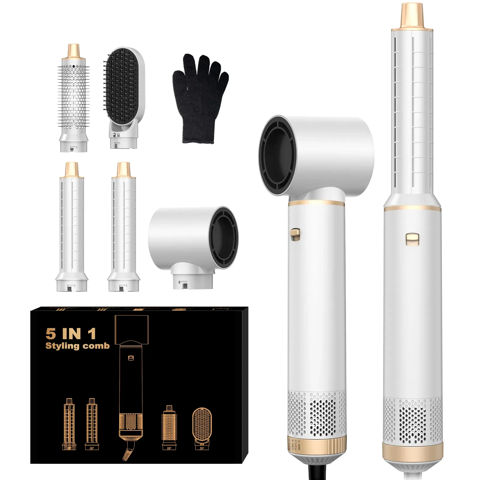 

New 5 in 1 Hair Styler Electric Hair Dryer Brush Professional Complete Styler 5 in 1 Hot Air Brush