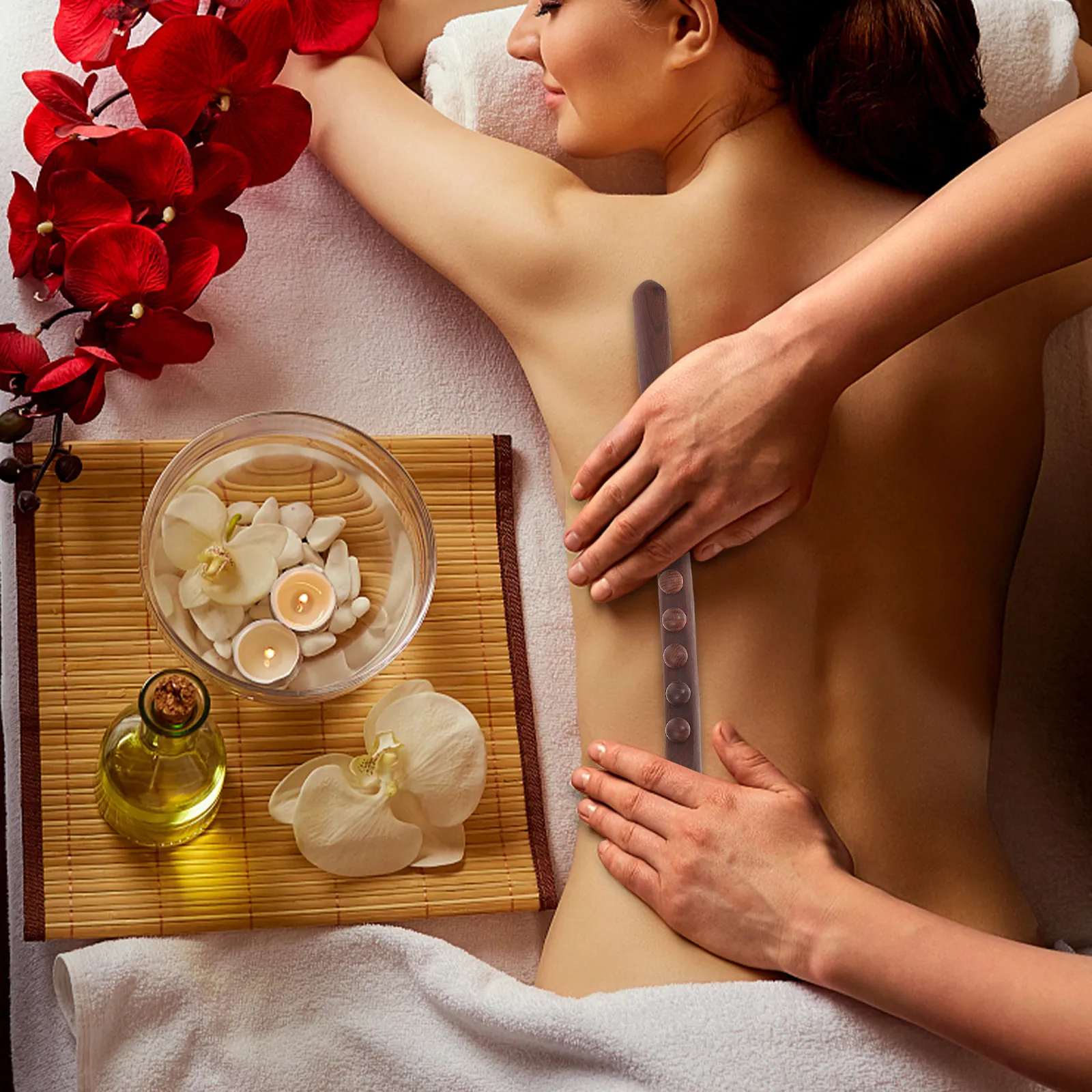

Massage Stick Wooden Beech Wood Body Massager Multi-Function Manual Muscle Roller Stick Meridian Treatment Tool Spa Relaxation