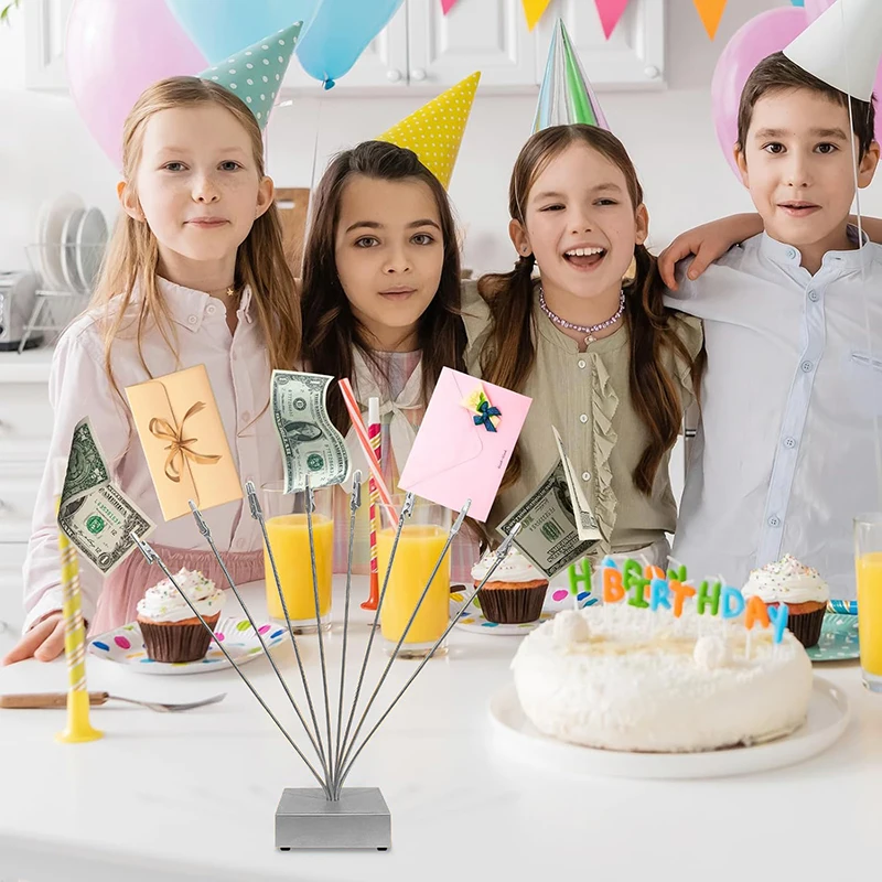 Photo Cube Base, 8-Branch Money Trees Gift Card Holder With Clips, Picture Stand For Christmas, Wedding, Greeting, Birthday