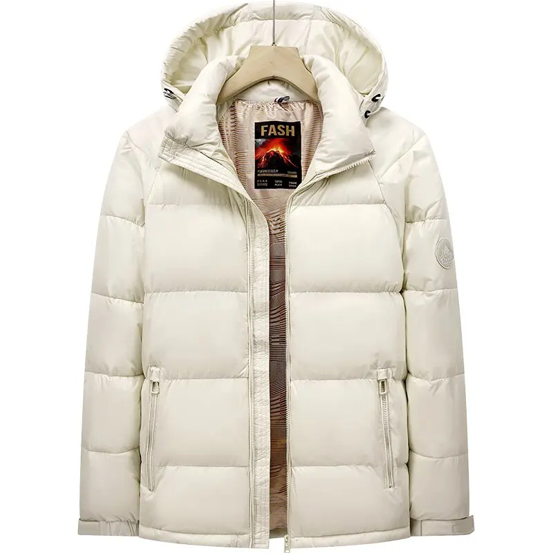 

Winter New Fashion Trend Solid Color Thick Warm Hooded Cotton Jacket Men's Casual Loose Sports Plus Size Windproof Jacket L-5XL