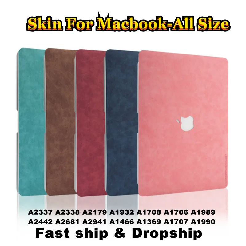 

PU Leather Skin Decal Cover For MacBook Air Pro 13 15" 16" M2 A2681 A2337 A1466 A2251 A2338 A2289 A1932 A2442 A1706 Pet Shell