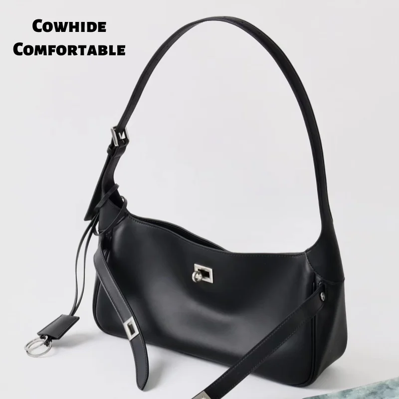 Stylish Underarm Bag Large Capacity Tote Bag Cowhide Shoulder Bag Commuter Pocket Bag Soft